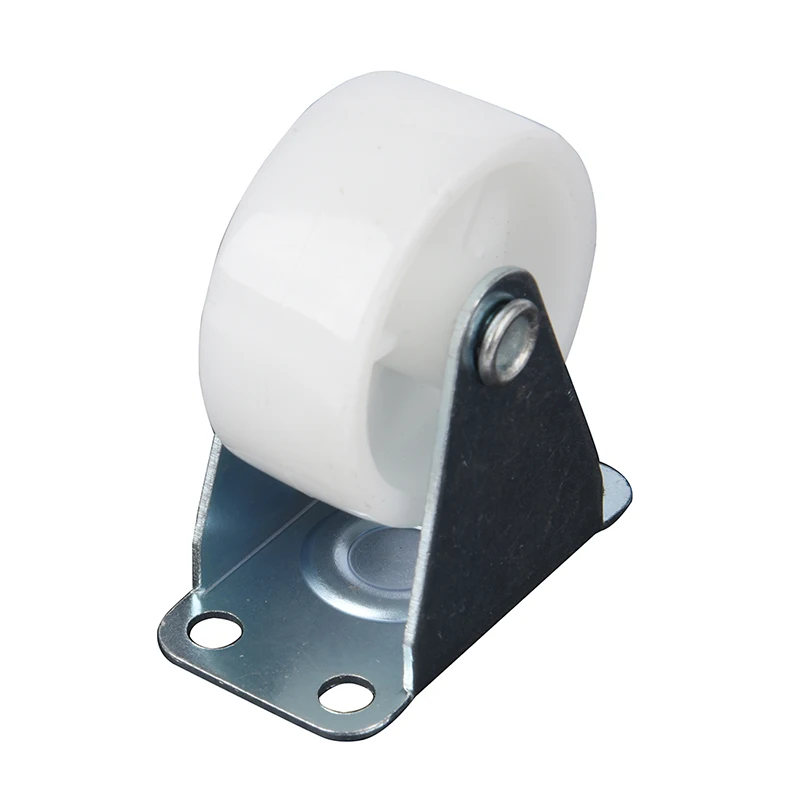 1.5" White Wheel Silver Tone Metal Top Plate Fixed Swivel Caster Set 4 Pcs