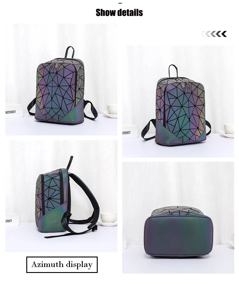 Новинка 2019 года световой геометрический нерегулярные треугольники рюкзак с пайетками для женщин модный рюкзак женский Backbag корейский
