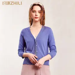 ZHILI Женский Классический мягкий длинный рукав открытый передний тонкий кардиган свитер