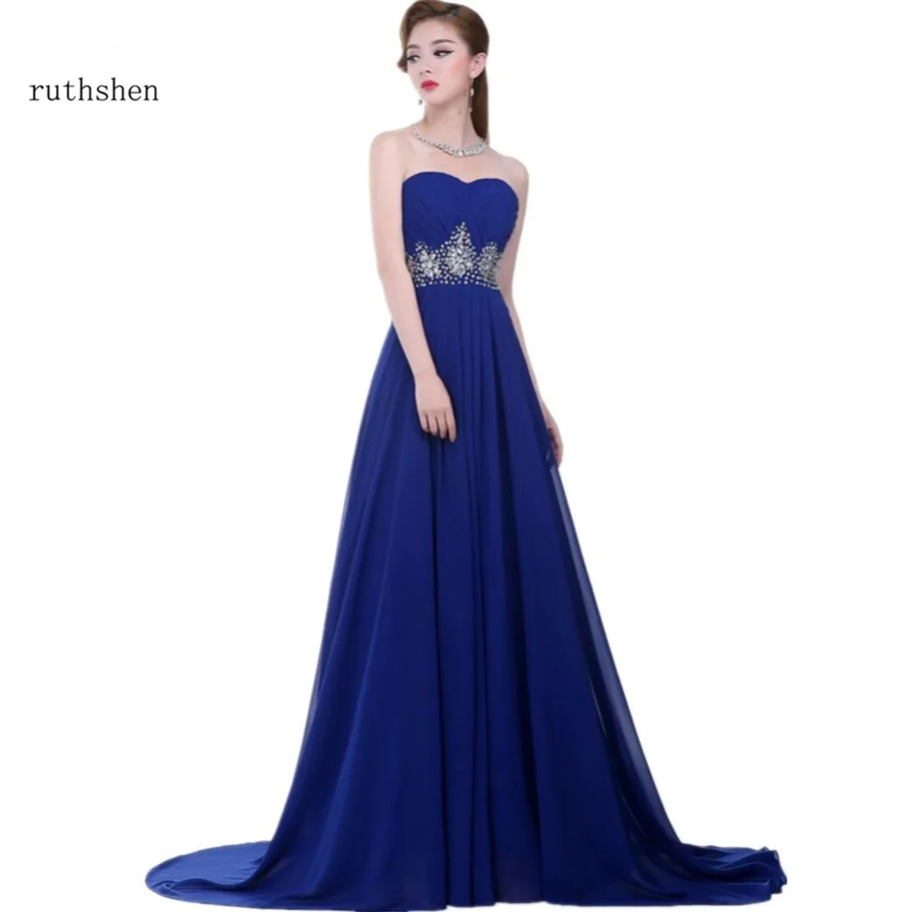 Formal azul oscuro vestidos de noche largo 2018 fiesta de