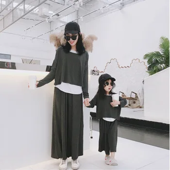 

Family Look Casual Korean Long Sleeve Sweatshirt Vest Pants 3pcs Mommy and Daughter Matching Clothes Matching Family Outfit 2019