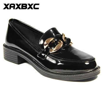 

XAXBXC 2018 Spring Autumn Leather Oxfords Platform Low Heels Women Pumps Round Toe Handmade Casual Ladies Mujer Shoes