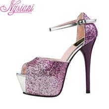 2019 Women Shoes High Heels Platform Women Sandals Sequined Cloth Summer Buckle Strap Party Dress Thin Heels Sandals Nysiani 2019 Women Shoes High Heels Platform Women Sandals Sequined Cloth Summer Buckle Strap Party Dress Thin Heels Sandals Nysiani