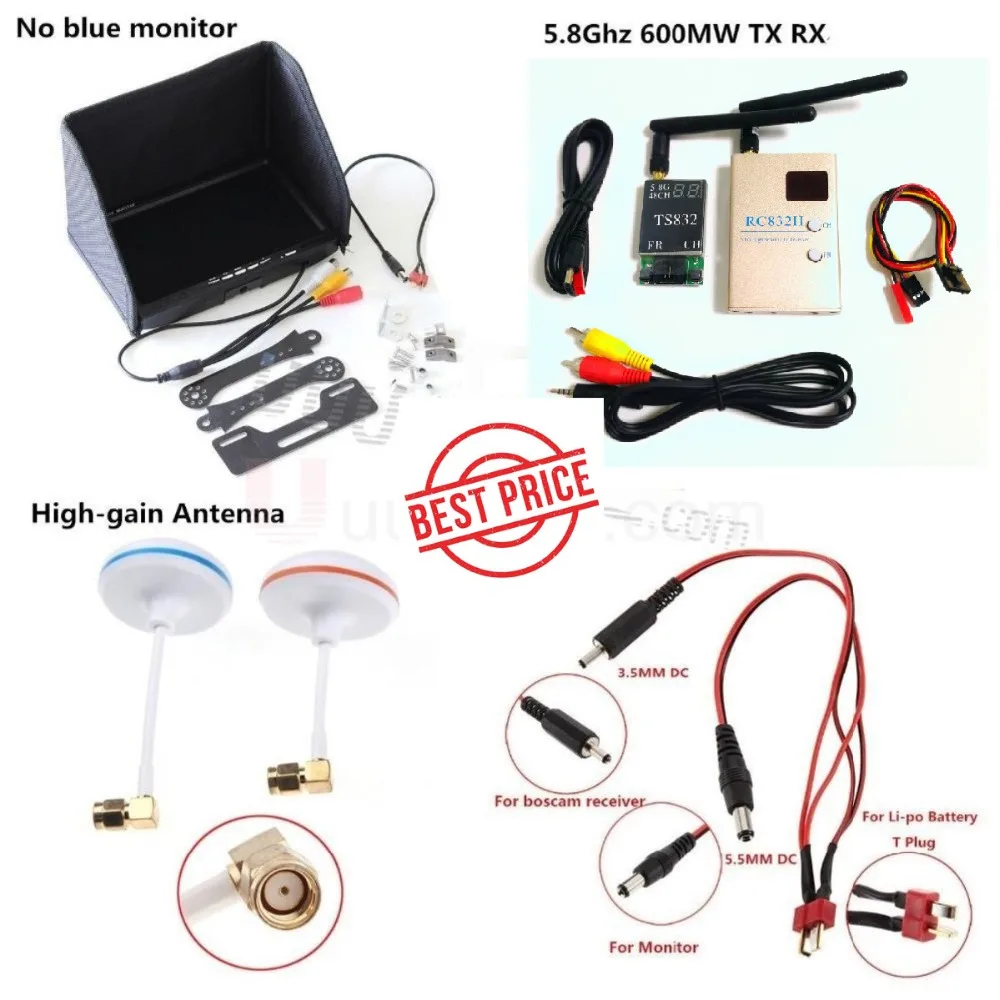 

FPV Combo system 5.8Ghz 5.8G 600mw TS832 Transmitter TX RC832H Receiver RX No blue monitor for Gopro SJ4000 QAV250 DJI