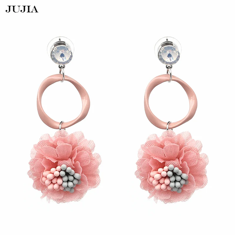 

2019 Earrings For Women Luxury Brand Lace Flower Earrings Pink Color Hot Fashion Jewelry Wholesale Brincos