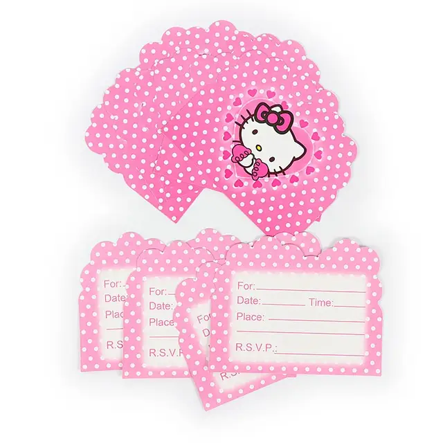 10pcs set hello kitty invitation card cartoon theme party for kids kitty invitation cards