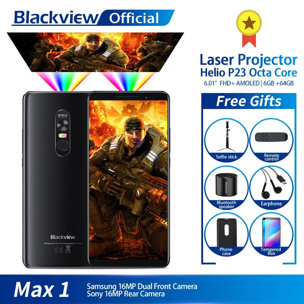 Blackview MAX 1 проектор для мобильного телефона AMOLED 4680 мАч Android 8,1 Мини проектор передвижной дома ТЕАТР 6 ГБ + 64 смартфон