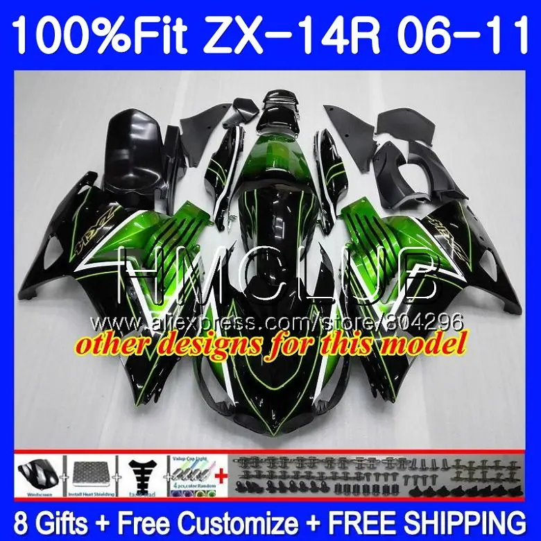 Инъекции для KAWASAKI NINJA ZX 14R ZX14R 06 07 08 09 10 49HM. 2 ZZR1400 ZX-14R 2006 2007 2008 2009 2010 черный Обтекатели West