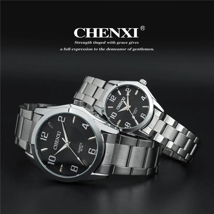 Любители часы бизнес полный сталь кварцевые часы для женщин мужчин простой повседневное наручные серебряные часы relojes