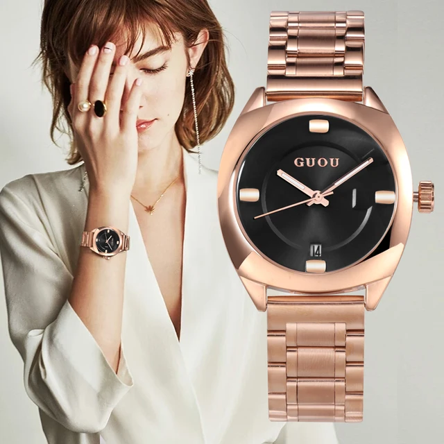 GUOU Women Watches 2018 New Ladies Watch Rose Gold Bracelet Watch Stainless Stee GUOU Women Watches 2018 New Ladies Watch Rose Gold Bracelet Watch Stainless Stee
