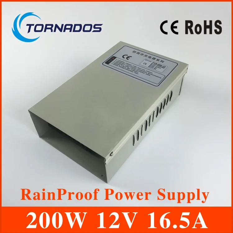 

200W 12V 16.5A Rainproof Power Supply,Lighting Transformers CE ROHS