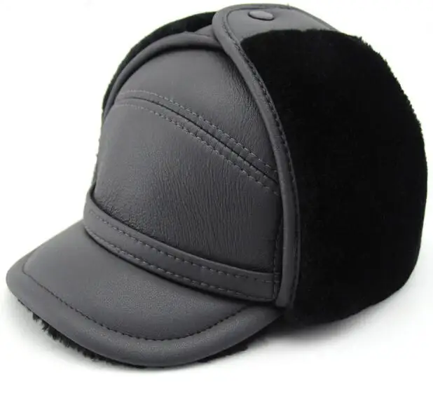 BFDADI, распродажа, зимняя шапка, защита для ушей, 3 цвета, шапки-бомберы для мужчин, ветрозащитные русские мужские шапки, теплая шапка, большой размер 61 см - Цвет: Серый