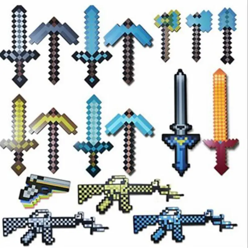 

HOT Minecraft Toys Minecraft Sword Pickaxe shovel Foam Submachine gun EVA Model Toys Action Figures toy Kids Gifts