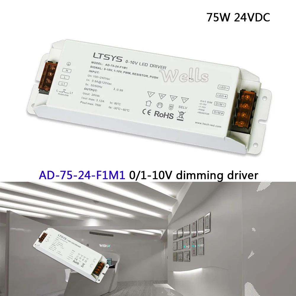 

Free Shipping 75W CV Led Driver;AD-75-24-F1M1;AC100-240V input;24V/3.1A/75W output 0/1-10V led dimming driver
