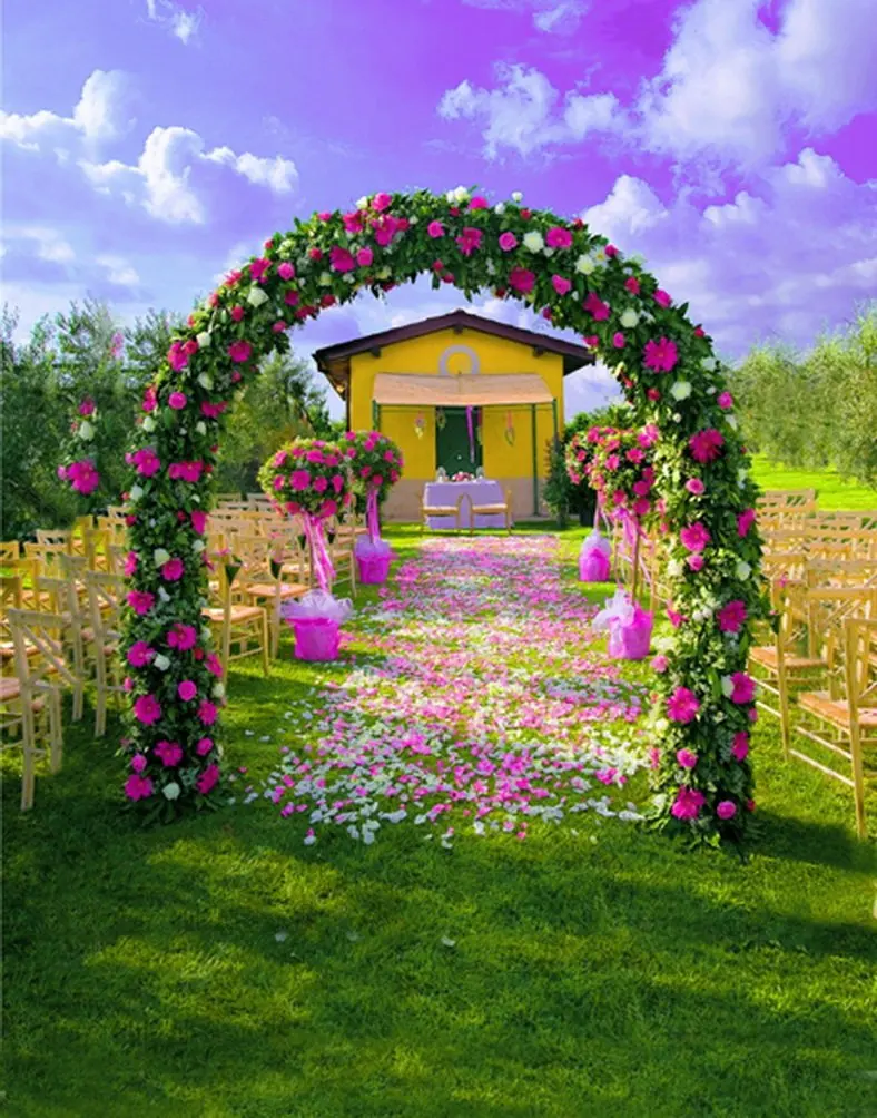 

5x7ft Flowers Door Lawn Photography Backdrops Photo Props Studio Background