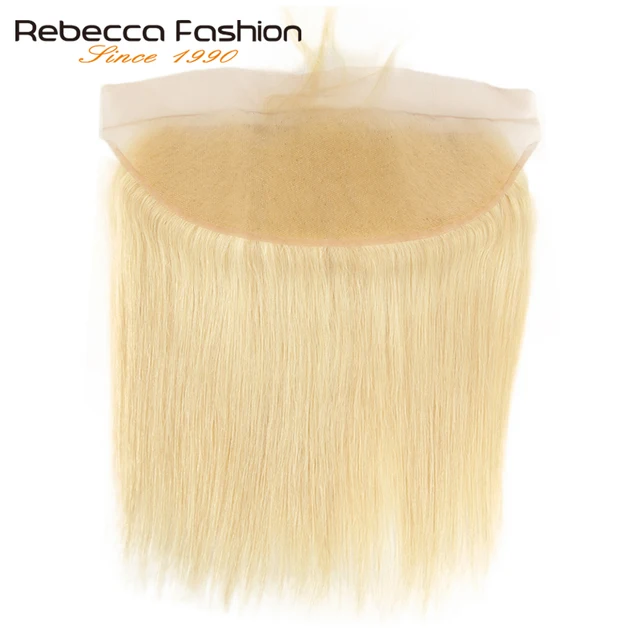 Rebecca Brazilian Straight Hair 613 Blonde Lace Frontal Closure 13 4 Ear To Ear Frontal 100% Remy Human Hair Lace Frontal