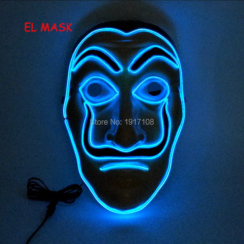 New arrival EL mask Sound Activated EL Wire Halloween mask LED Prom makeup party masks Party Decoration Luminous mask