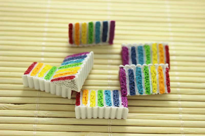 

50pcs/lot 21mm multicolor rectangle Cookie Cabochons Kawaii Cabochon Decoden Pieces Miniature kawaii Deco for diy jewelry