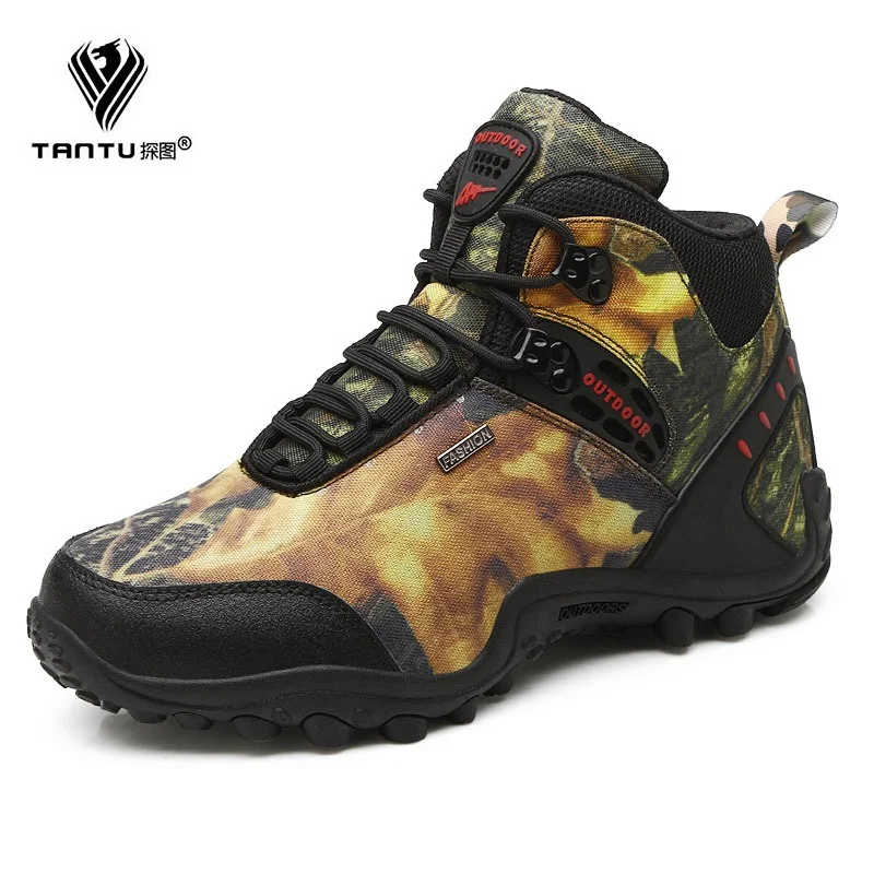 

TANTU Men Boots Anti-Skidding Leather Shoes Men Popular Comfy Spring Autumn Men Shoes Snow Boots Durable Outsole