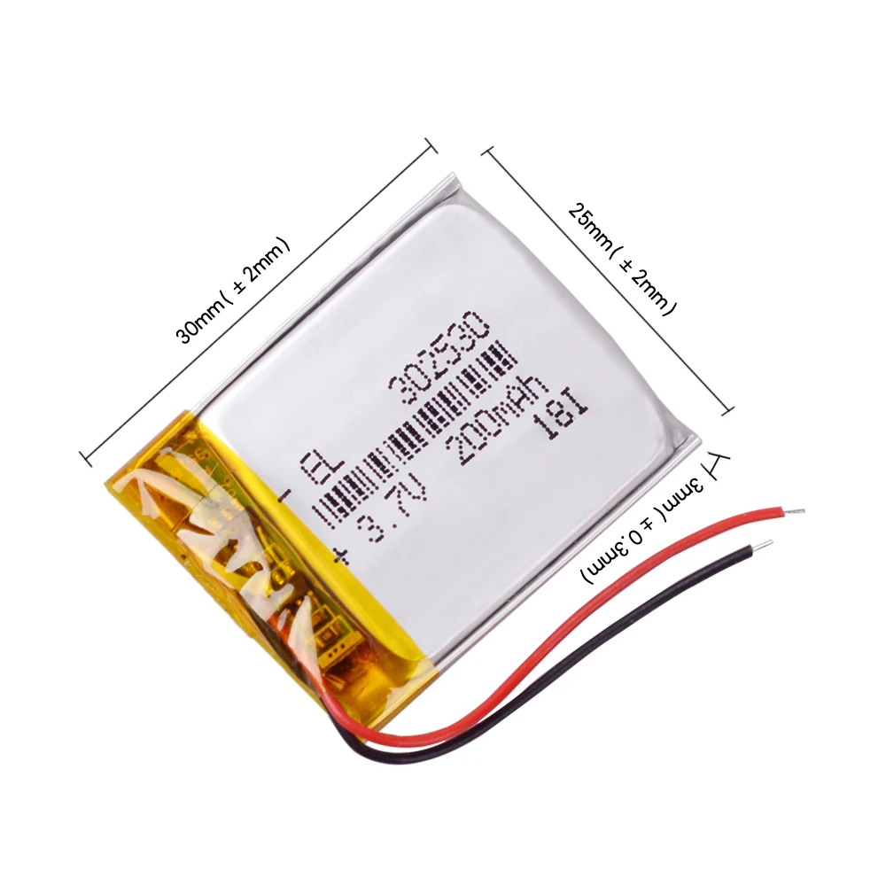 

302530 3.7V 200mah Lithium polymer Battery for mp3 player keychain red scorpio premium st alarm navigator
