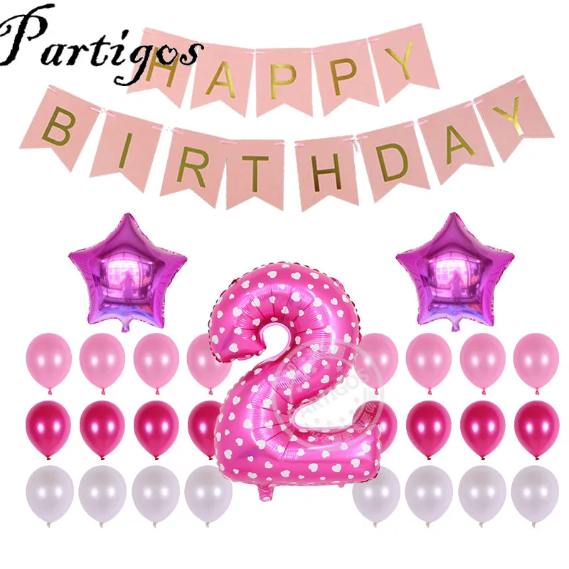 

28pcs/lot 1 2 3 Year Old Baby Shower Balloons Birthday Boy Girl 2.3g Latex Balloon birthday banner Birthday Party Decoration