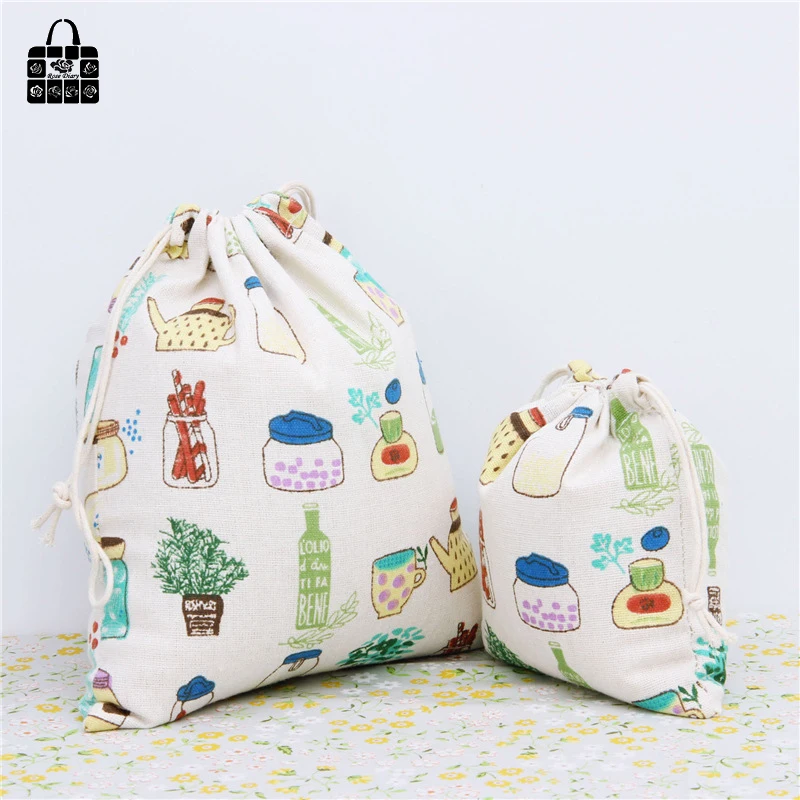 Bottle tableware 100% cotton bag Travel Accessories Clothes underwear shoes toy Storage Pouch Luggage Packing Organizers bag