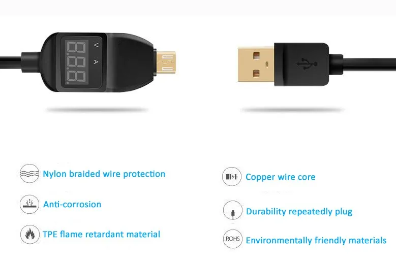 STOD Micro USB кабель 4 фута светодиодный дисплей зарядное напряжение защита тока для samsung Nexus huawei zte OPP Mi зарядное устройство Doctor Wire