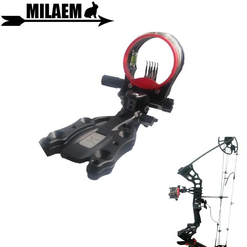

1pc Archery Compound Bow Sight 5 Pin 0.019" Bow Sight With LED Light Micro Adjustable Sight Hunting Accessory