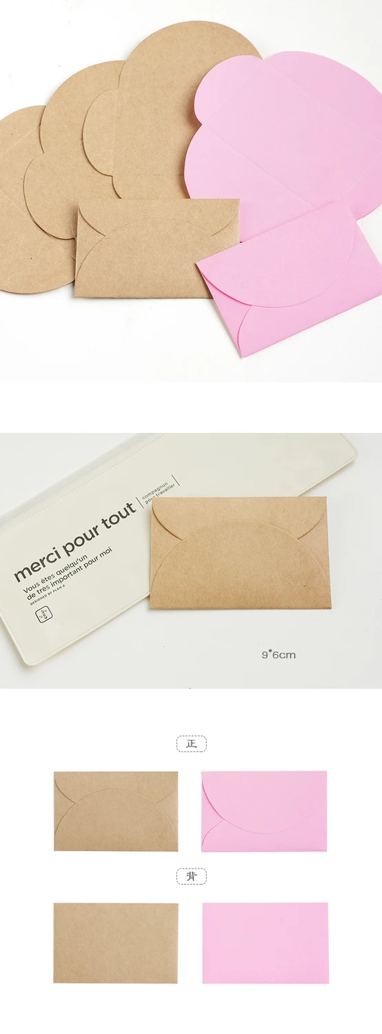 Розовый ручной работы Мини крафт-бумаги конверт 5,8x9 см 200 шт./лот