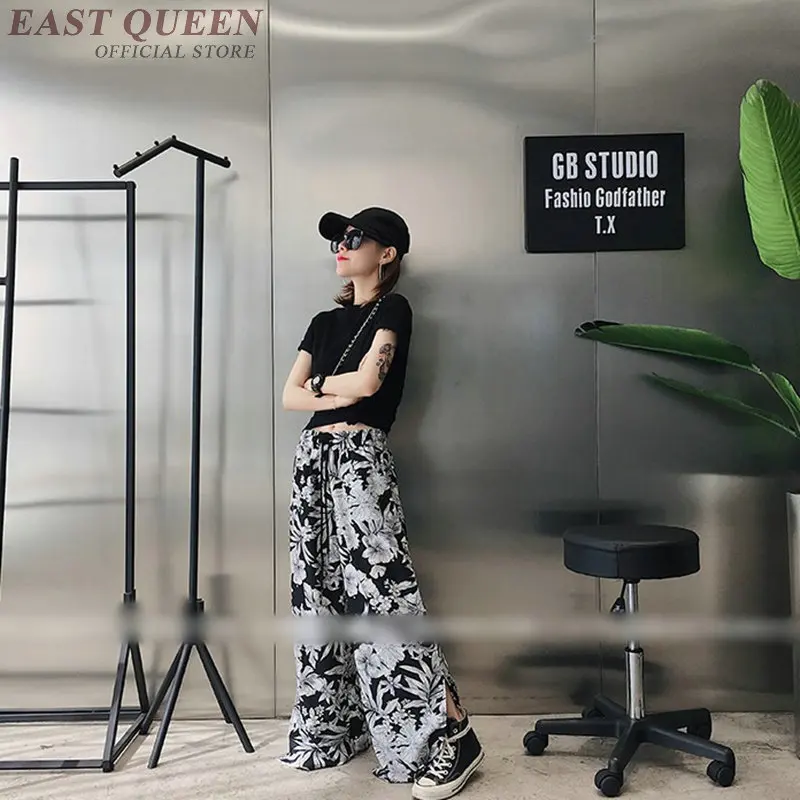 1 De A Retro Pantalones Elástico 2018 Ancho Aa3704 La Pantalón Corea Cintura Y Harajuku Mujeres Impresión Streetwear Plisado PaqFxwnUBT