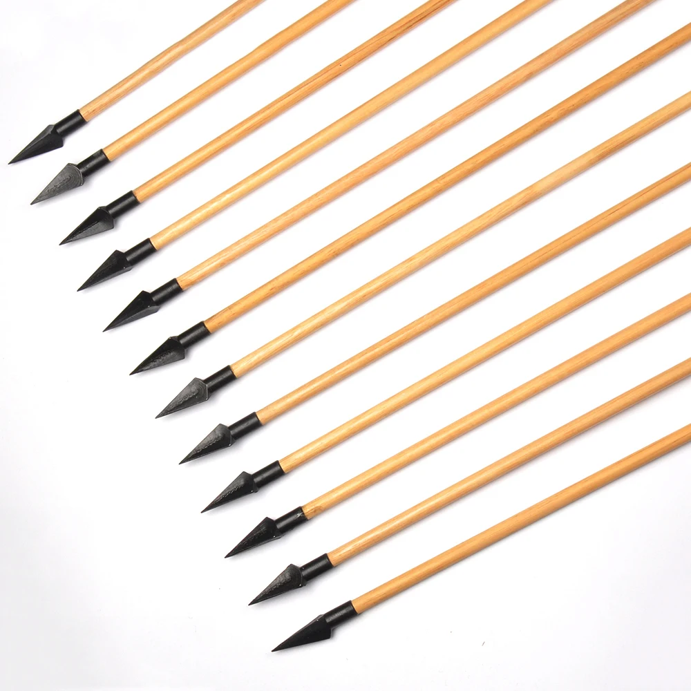 Setas de Madeira com Pontas de Setas e Perus Pena para Recurvo 85cm Espinha 500 Pretos Longbow Caça Tiro 6 - 12 24 Pçs 17 e perus pretos pena para recurvo longbow caça tiro
