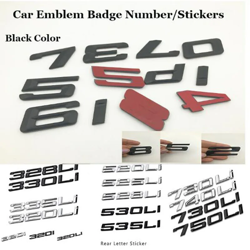 cheap DIY Auto Letter stickers Car Styling Black Auto Emblem Badge 0 1 2 3 4 5 6 7 8 i L d 3D ABS For BMW Car Body Decals