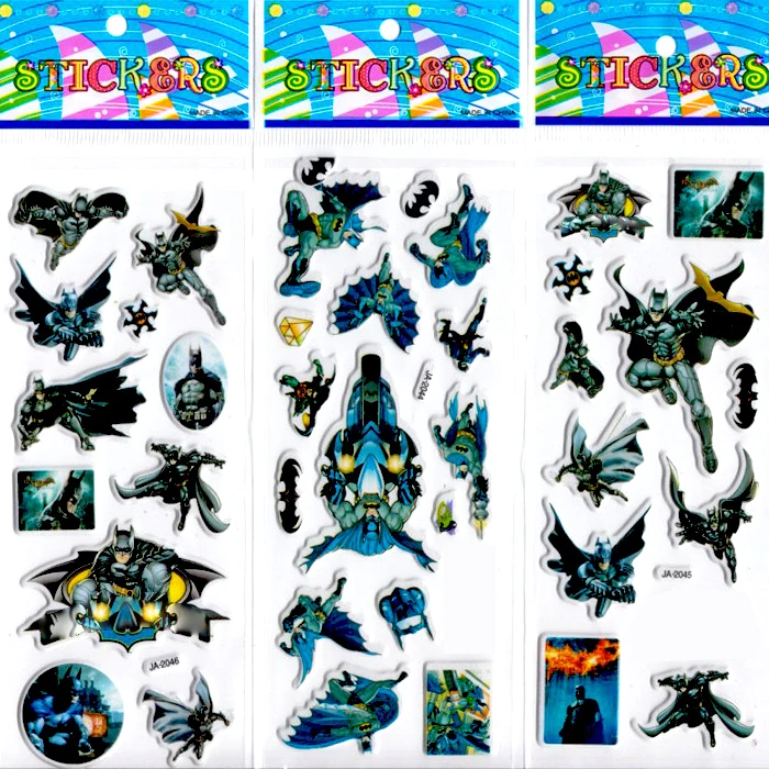 

3pcs Non-repeated Kids Party Gift Boy The Dark Knight Sticker Sheets Children Cartoon Removable Puffy Sticker Not for Nail
