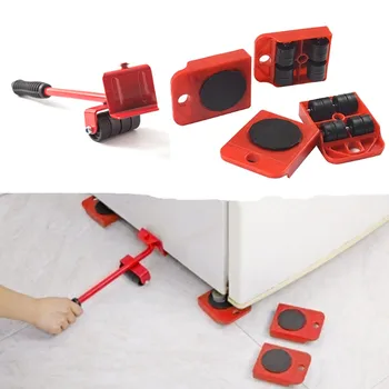

5Pcs Professional Furniture Transport Lifter Tool Heavy Stuffs Moving Wheel Bar Mover Device Removal Furniture accessories