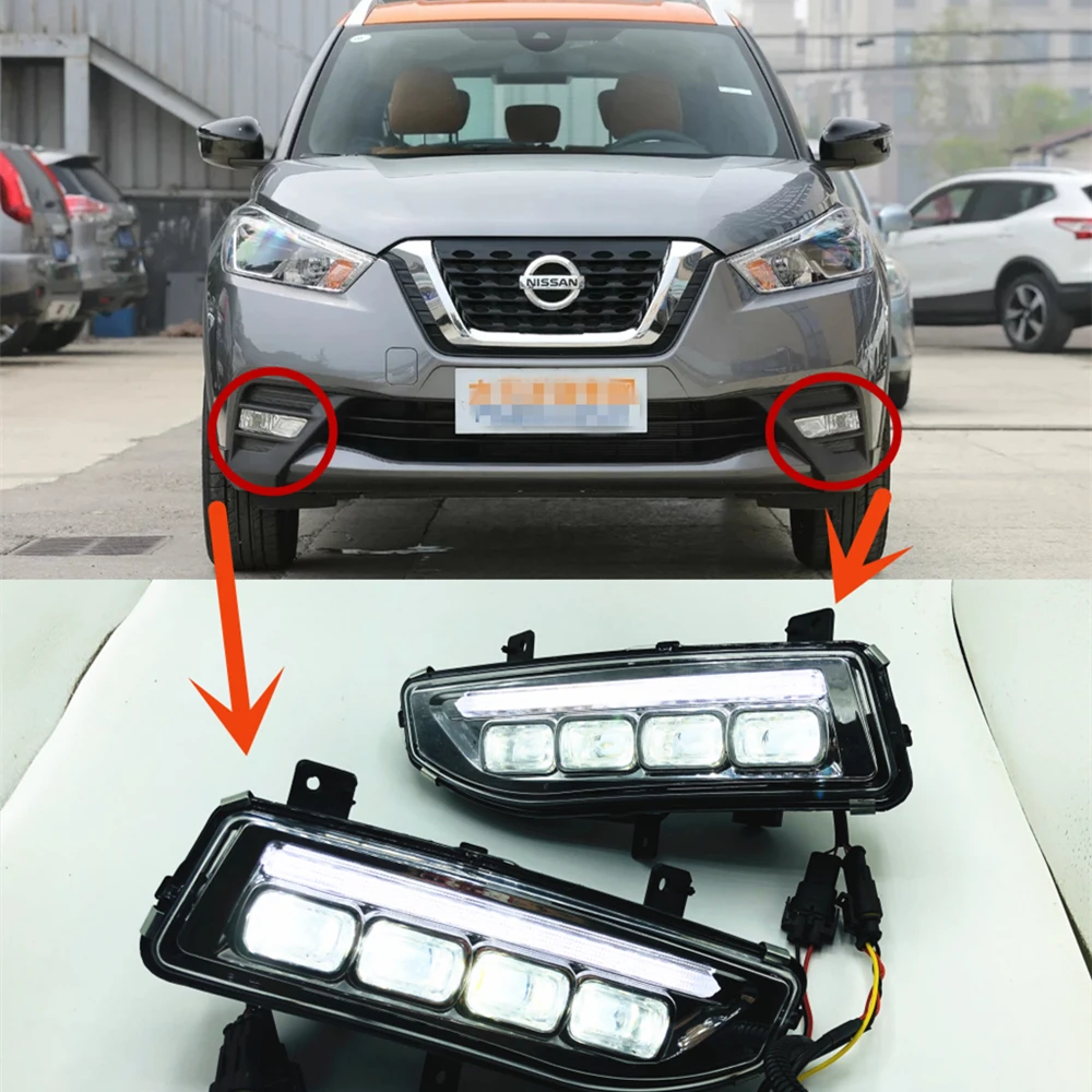 one sets Turn Signal style Relay 12V LED CAR DRL Daytime running lights with fog lamp hole for Nissan Kicks X-trail 2017 2018 one sets Turn Signal style Relay 12V LED CAR DRL Daytime running lights with fog lamp hole for Nissan Kicks X-trail 2017 2018