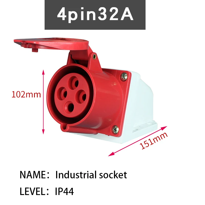 32A 3 P/4 P/5 P IP44 Водонепроницаемый Мужской Женский Разъем питания Соединительный промышленный Штепсель - Цвет: 4 PIN 32A 2