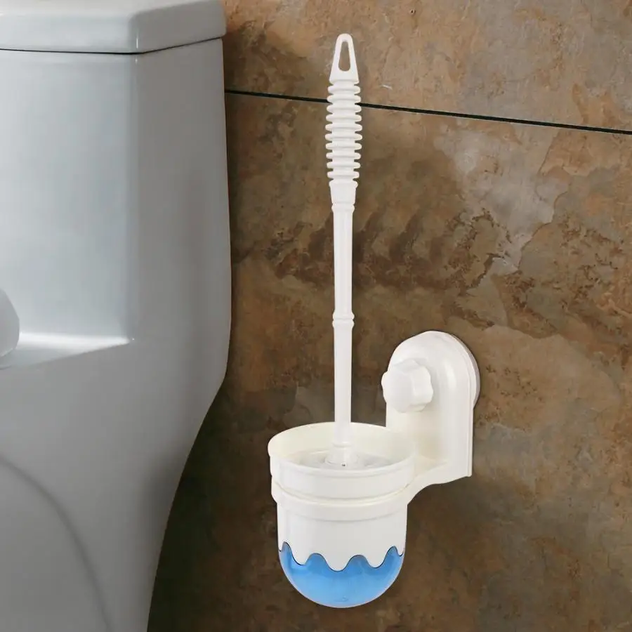 

Wall Mounted Toilet Brush with Suction Holder Base Bathroom Cleaning Tools Set Bathroom Fixtures