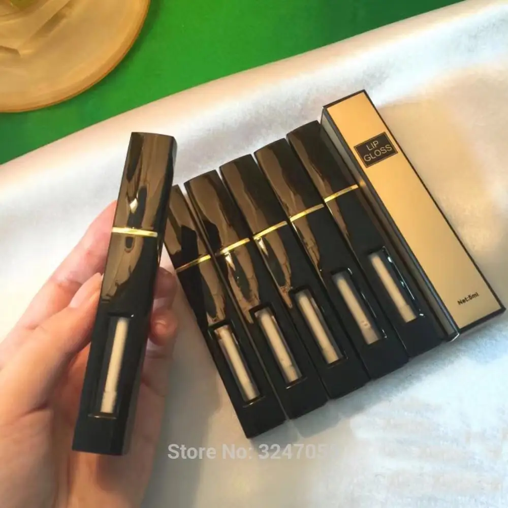 

6ML Black Plastic Lipgloss Bottle, Convenient Lip Gloss Refillable Tube, Empty Lip Paint Oil Container, Liquid Lipstick Package