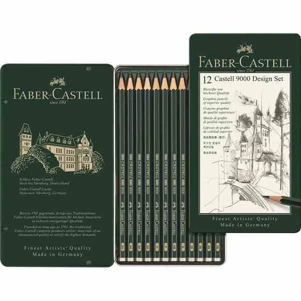 Faber Castell 12 9000 119604 набор дизайна/119605 Художественный набор графитовый карандаш для рисования черчения жестяная коробка 12 шт. Германия