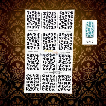

1PC English Letter Number Designs Nail Art Sticker Stencils HWJV217 Manicure Full Nail Vinyls Salon Styling Tool Tips Templates