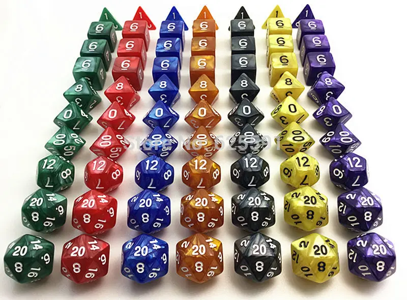 10 шт./компл. с dice мешок D4 D6 D8 D10 D % D12 D20 dnd rpg комплект перламутровый блеск многоцветные Настольная игра