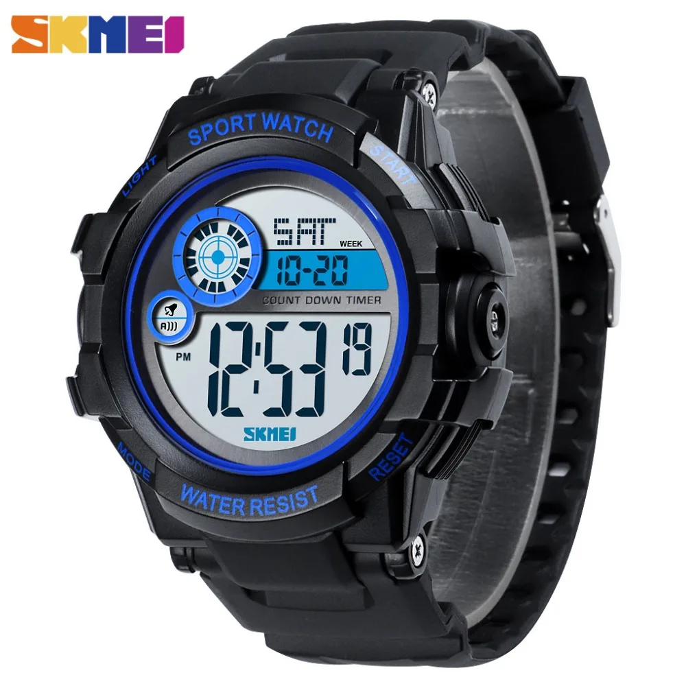 

SKMEI Men Digital Watch 5Bar Waterproof Male Wristwatch 2 Time Calendar Repeater Alarm Clock Relojes Relogios Masculino 1387