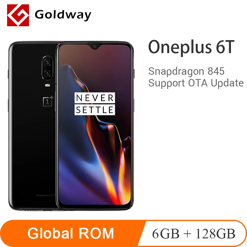 

Original Oneplus 6T 6 T 6GB RAM 128GB ROM Mobile Phone Snapdragon 845 Octa Core 6.41" Full Screen 19.5:9 20MP AI Dual Camera