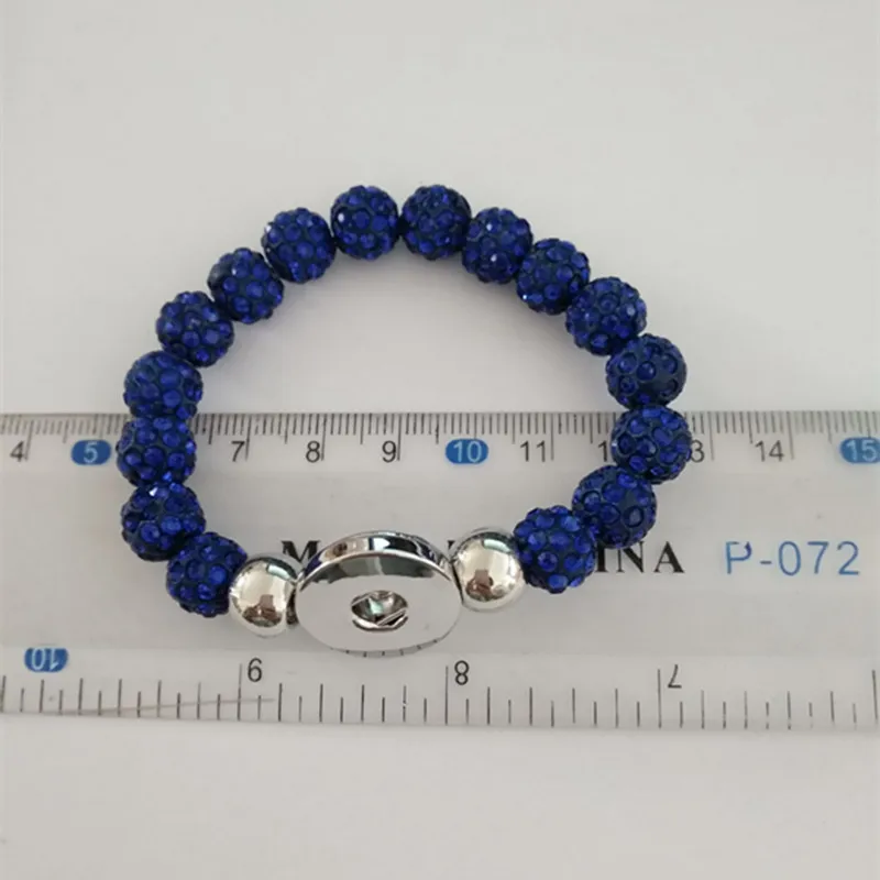 Wholesale blue crystal balls 18mm snap button bangle bracelets jewelry