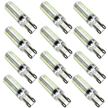 

12 Pack Super bright 360degree Silicone body LED Corn Bulb 220V 104 smd 3014 G9 LED 9W Lamp White/Warm white Light