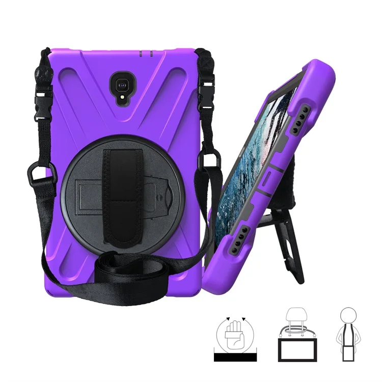 Противоударный детский чехол для samsung Galaxy Tab A 10,5 SM-T590 T595 T597 защитный чехол подставка силиконовая резина Чехол - Цвет: Purple Strap