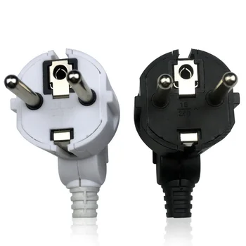 

Elbow black white 16A 250V 2 pins PVC shell wiring assembly plug European standard power Adaptor detachable plug