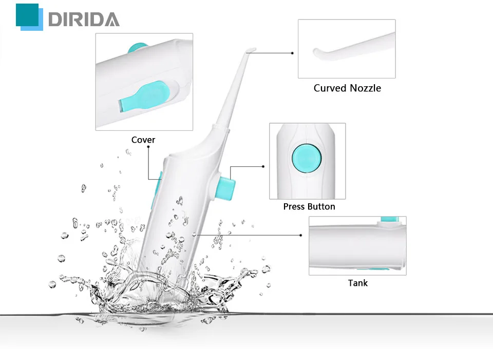DIRIDA Портативный Стоматологический Ирригатор полости рта Флоссер водоструйный очиститель зубов зубная гигиена зубная нить Уход за полостью рта Отбеливание зубов 80 мл