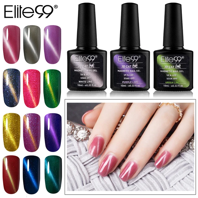 Elite99 Fixed Line Cat's Eye Gel Lacquer Gel 3D Gold Line Nail Gel Polish Black Base