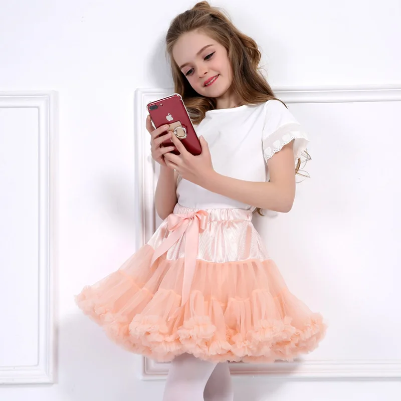 Лидер продаж, модные юбки-пачки для маленьких девочек юбка-американка принцессы однотонные пышные вечерние мини-юбки для маленьких девочек танцевальные юбки для детей 12 мес.-10 лет - Цвет: Peachblow